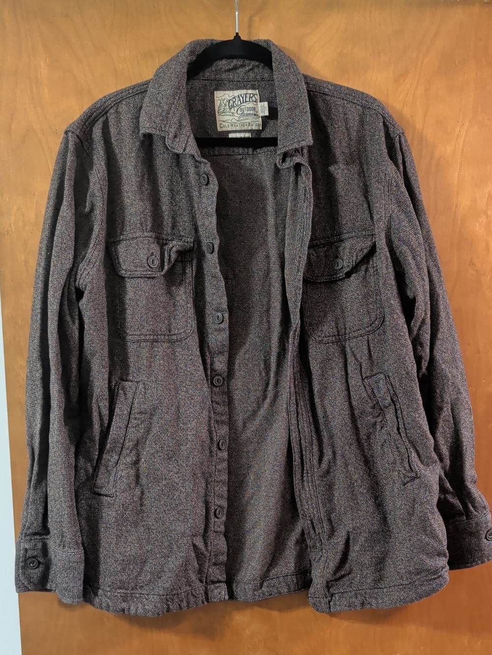 Grayers Men's Button-Front Cotton Shirt Jacket in Heathered Brown